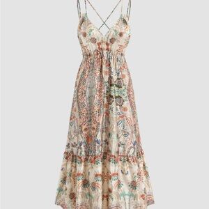 Floral Print Maxi Dress Cider Size L